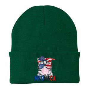 Patriotic Cat Meowica Bubblegum 4th of July Funny Cat Lover Knit Cap Winter Beanie