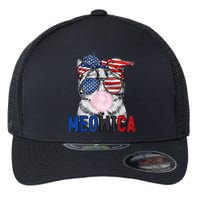 Patriotic Cat Meowica Bubblegum 4th of July Funny Cat Lover Flexfit Unipanel Trucker Cap