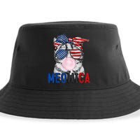 Patriotic Cat Meowica Bubblegum 4th of July Funny Cat Lover Sustainable Bucket Hat