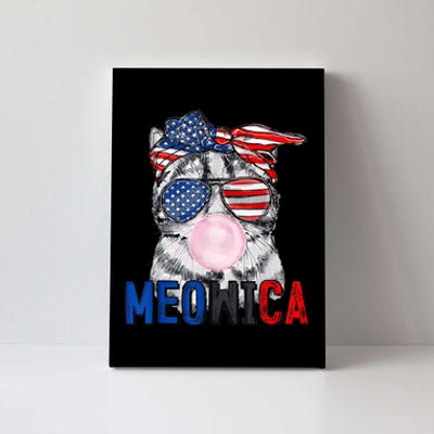 Patriotic Cat Meowica Bubblegum 4th of July Funny Cat Lover Canvas