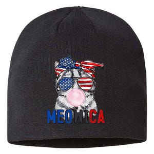 Patriotic Cat Meowica Bubblegum 4th of July Funny Cat Lover Sustainable Beanie