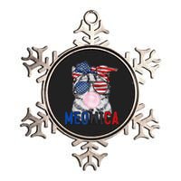 Patriotic Cat Meowica Bubblegum 4th of July Funny Cat Lover Metallic Star Ornament