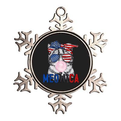 Patriotic Cat Meowica Bubblegum 4th of July Funny Cat Lover Metallic Star Ornament