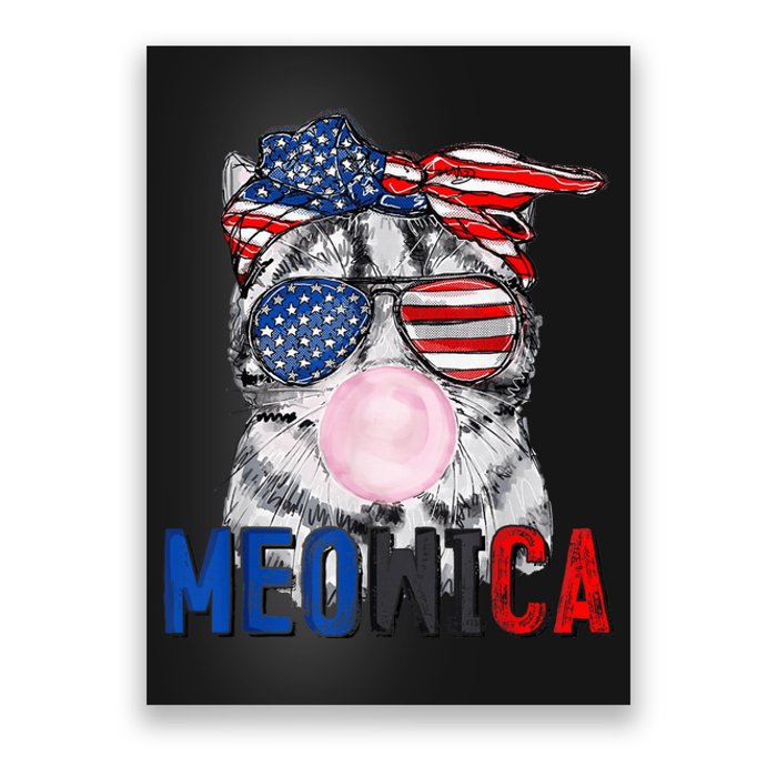 Patriotic Cat Meowica Bubblegum 4th of July Funny Cat Lover Poster