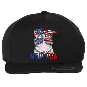 Patriotic Cat Meowica Bubblegum 4th of July Funny Cat Lover Wool Snapback Cap