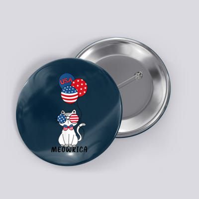 Patriotic Cat Meowica 4th Of July Funny Kitten Lover Button