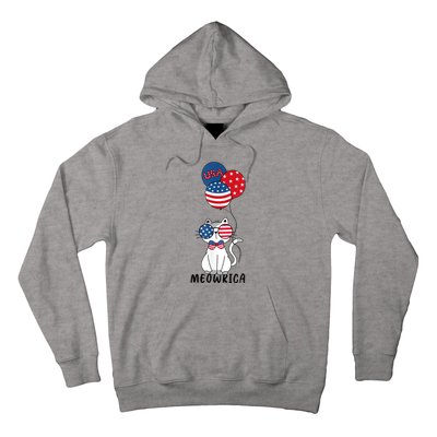 Patriotic Cat Meowica 4th Of July Funny Kitten Lover Hoodie