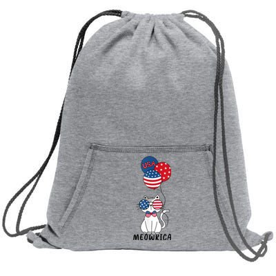 Patriotic Cat Meowica 4th Of July Funny Kitten Lover Sweatshirt Cinch Pack Bag