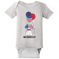 Patriotic Cat Meowica 4th Of July Funny Kitten Lover Baby Bodysuit