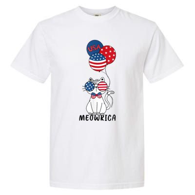 Patriotic Cat Meowica 4th Of July Funny Kitten Lover Garment-Dyed Heavyweight T-Shirt