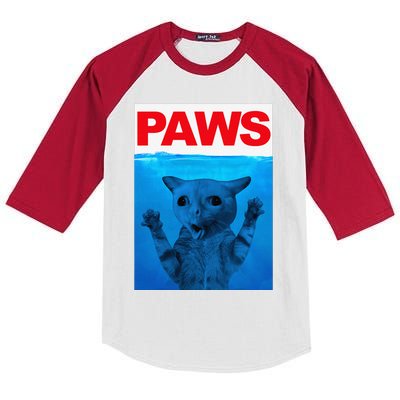 Paws Cat Meme Humor Funny Cats Dads Mom Kids Colorblock Raglan Jersey