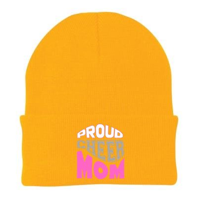 Proud Cheer Mom Squad Tryouts Pom Poms Megaphone Novelty Funny Gift Knit Cap Winter Beanie