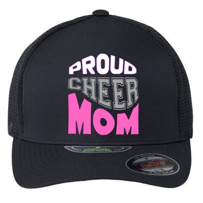 Proud Cheer Mom Squad Tryouts Pom Poms Megaphone Novelty Funny Gift Flexfit Unipanel Trucker Cap