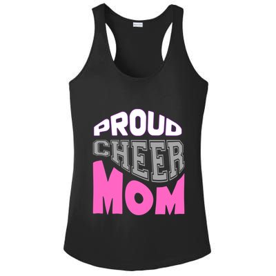 Proud Cheer Mom Squad Tryouts Pom Poms Megaphone Novelty Funny Gift Ladies PosiCharge Competitor Racerback Tank