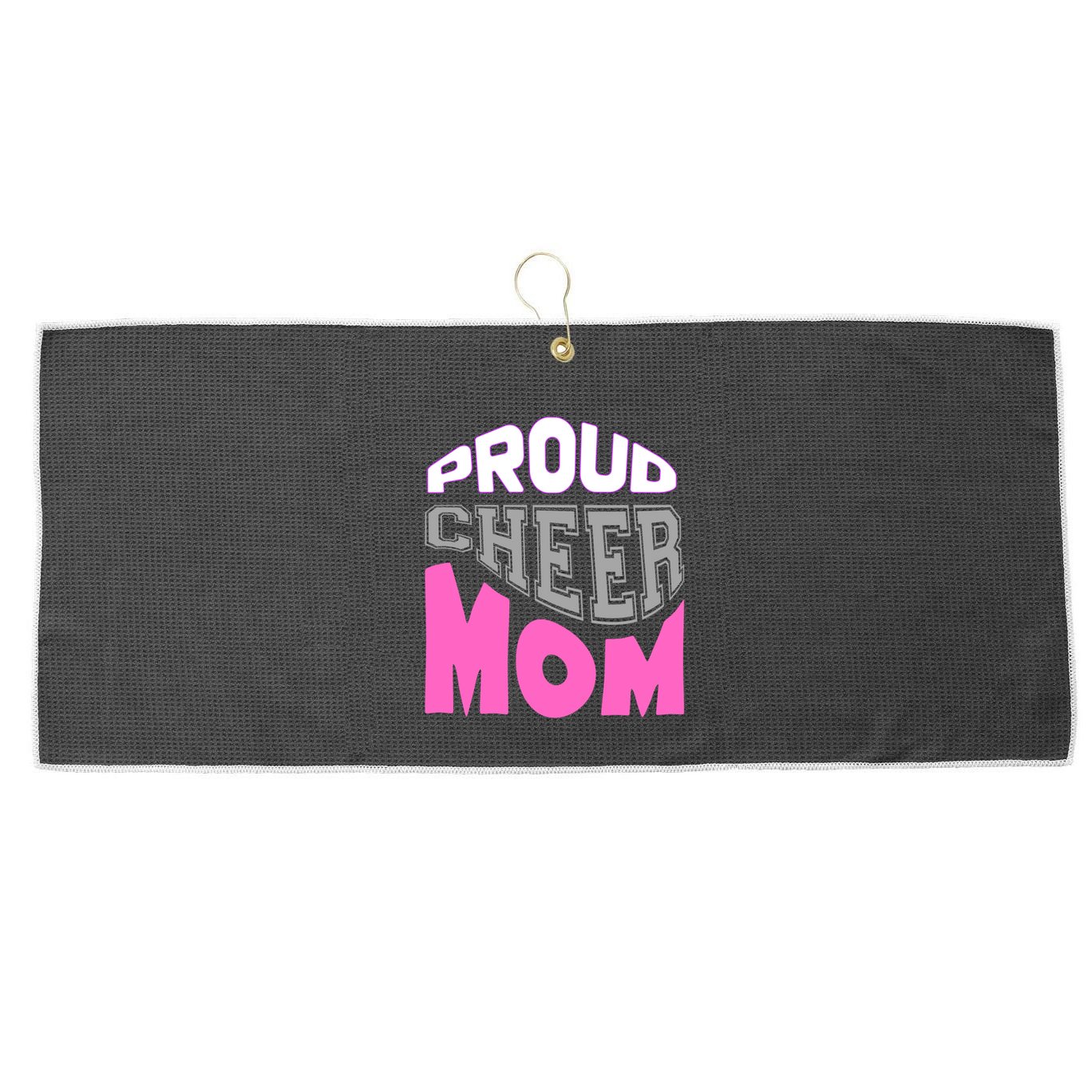 Proud Cheer Mom Squad Tryouts Pom Poms Megaphone Novelty Funny Gift Large Microfiber Waffle Golf Towel