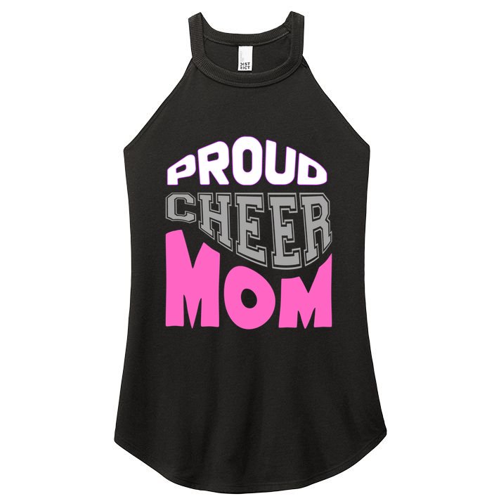 Proud Cheer Mom Squad Tryouts Pom Poms Megaphone Novelty Funny Gift Women's Perfect Tri Rocker Tank