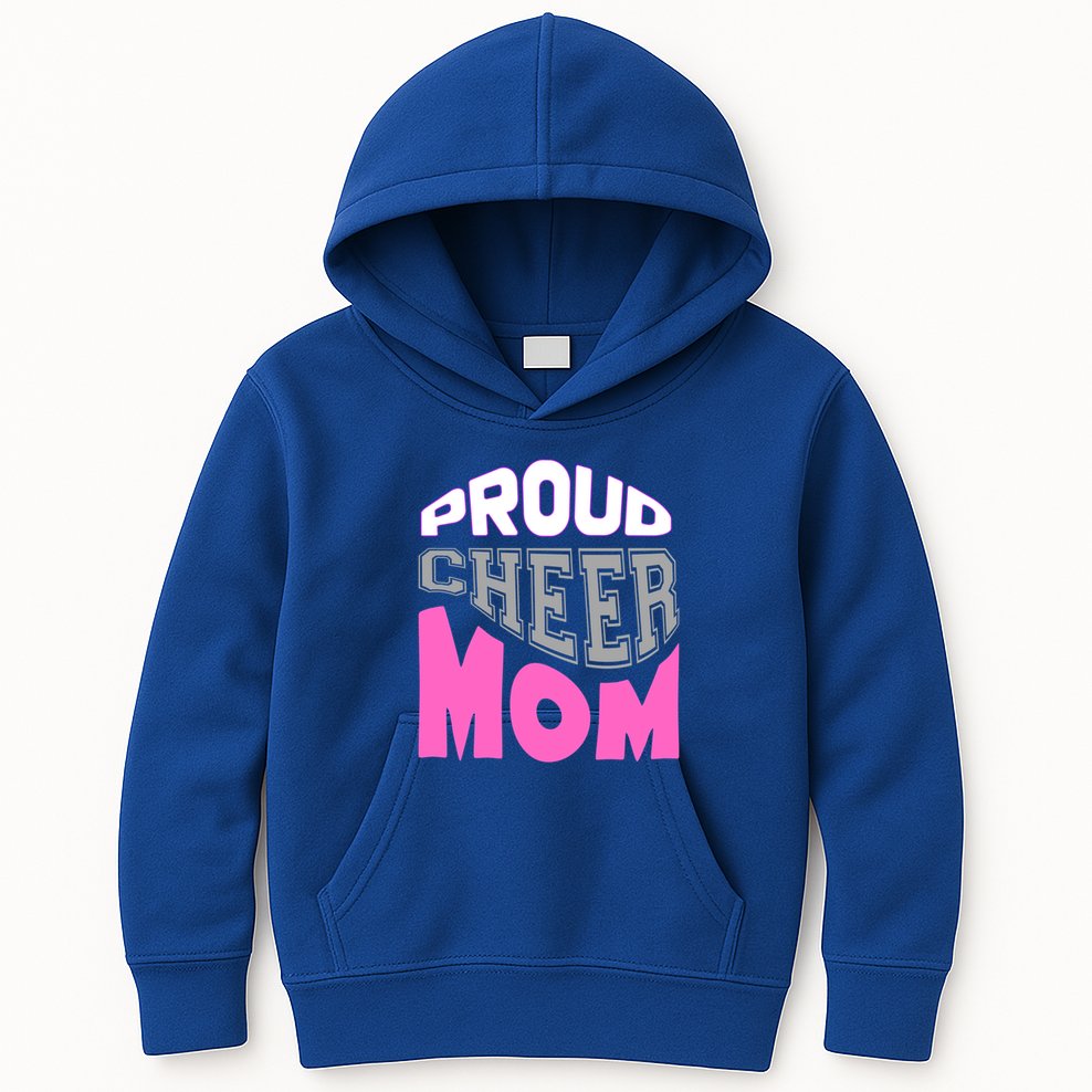 Proud Cheer Mom Squad Tryouts Pom Poms Megaphone Novelty Funny Gift Kids Hoodie