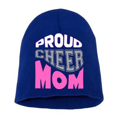 Proud Cheer Mom Squad Tryouts Pom Poms Megaphone Novelty Funny Gift Short Acrylic Beanie