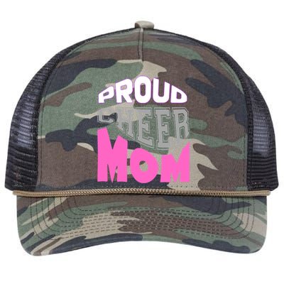 Proud Cheer Mom Squad Tryouts Pom Poms Megaphone Novelty Funny Gift Retro Rope Trucker Hat Cap