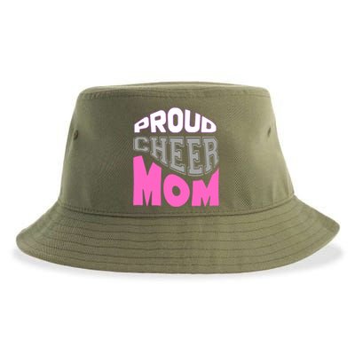 Proud Cheer Mom Squad Tryouts Pom Poms Megaphone Novelty Funny Gift Sustainable Bucket Hat