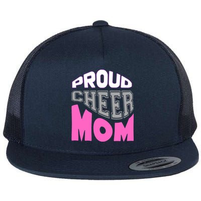 Proud Cheer Mom Squad Tryouts Pom Poms Megaphone Novelty Funny Gift Flat Bill Trucker Hat