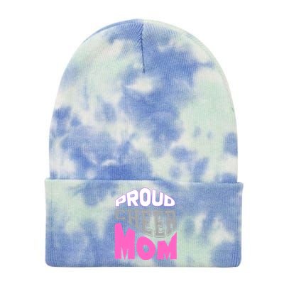 Proud Cheer Mom Squad Tryouts Pom Poms Megaphone Novelty Funny Gift Tie Dye 12in Knit Beanie