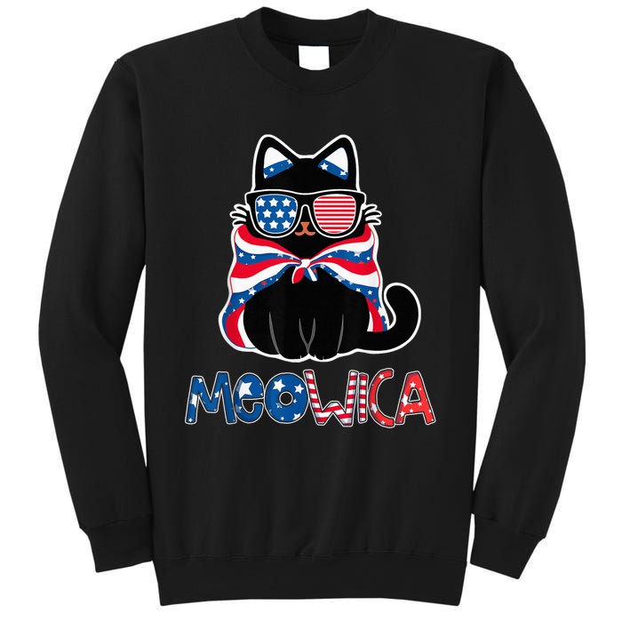 Patriotic Cat Meowica Sunglasses 4th of July Funny Cat Lover Sweatshirt