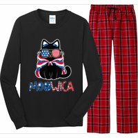 Patriotic Cat Meowica Sunglasses 4th of July Funny Cat Lover Long Sleeve Pajama Set