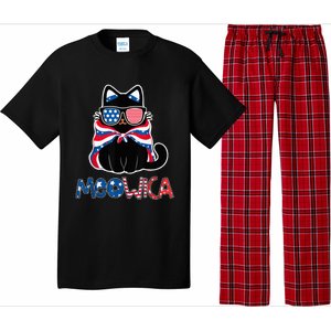 Patriotic Cat Meowica Sunglasses 4th of July Funny Cat Lover Pajama Set