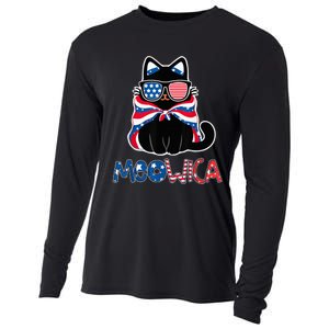 Patriotic Cat Meowica Sunglasses 4th of July Funny Cat Lover Cooling Performance Long Sleeve Crew