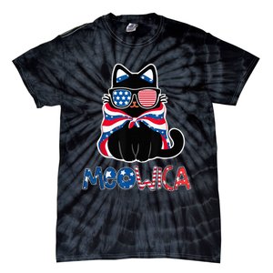 Patriotic Cat Meowica Sunglasses 4th of July Funny Cat Lover Tie-Dye T-Shirt