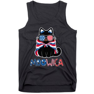 Patriotic Cat Meowica Sunglasses 4th of July Funny Cat Lover Tank Top