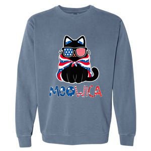 Patriotic Cat Meowica Sunglasses 4th of July Funny Cat Lover Garment-Dyed Sweatshirt