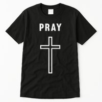 Pray Cross Minimalist Religious Tall T-Shirt