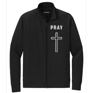 Pray Cross Minimalist Religious Stretch Full-Zip Cadet Jacket