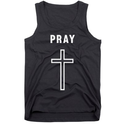 Pray Cross Minimalist Religious Tank Top
