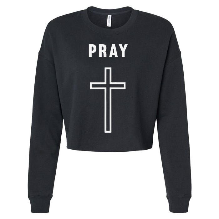 Pray Cross Minimalist Religious Cropped Pullover Crew