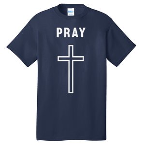 Pray Cross Minimalist Religious Tall T-Shirt