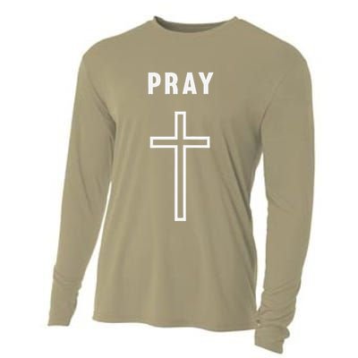 Pray Cross Minimalist Religious Cooling Performance Long Sleeve Crew