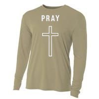 Pray Cross Minimalist Religious Cooling Performance Long Sleeve Crew