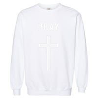 Pray Cross Minimalist Religious Garment-Dyed Sweatshirt