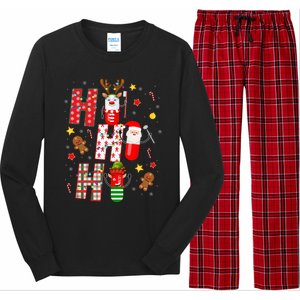 Pharmacy Crew Matching Christmas Pills Santa Elf Reindeer Gift Long Sleeve Pajama Set