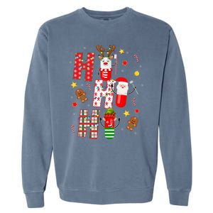 Pharmacy Crew Matching Christmas Pills Santa Elf Reindeer Gift Garment-Dyed Sweatshirt