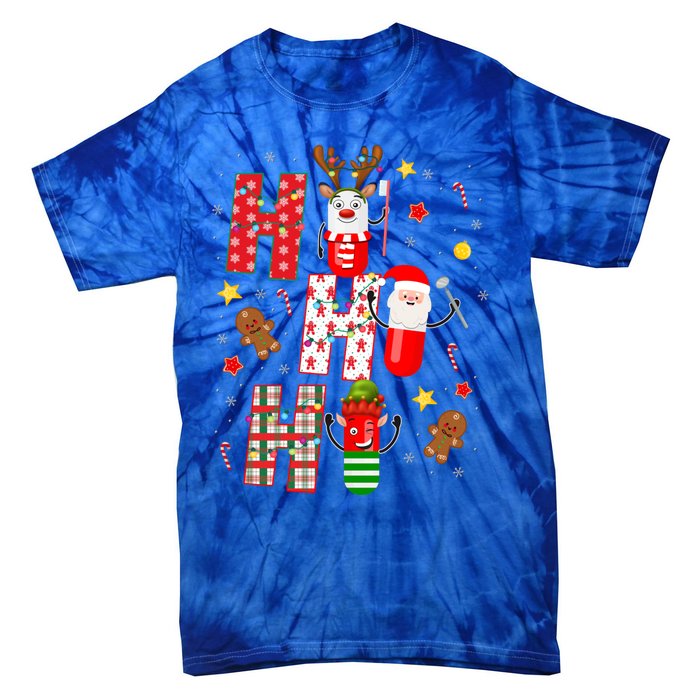 Pharmacy Crew Matching Christmas Pills Santa Elf Reindeer Gift Tie-Dye T-Shirt