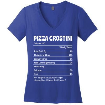 Pizza Crostini Nutrition Facts Funny Thanksgiving Humor Gift Women's V-Neck T-Shirt