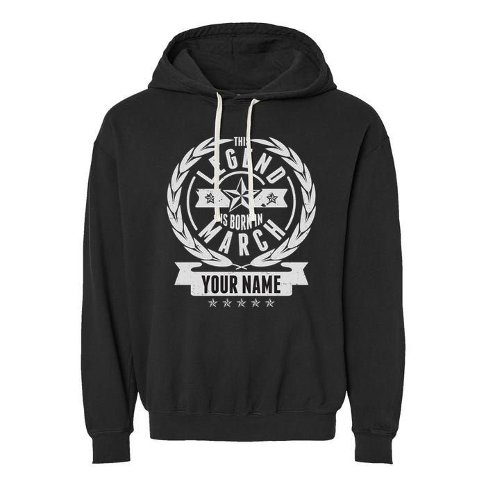 Personalized Custom Name This Legends Is Born In March Garment-Dyed Fleece Hoodie