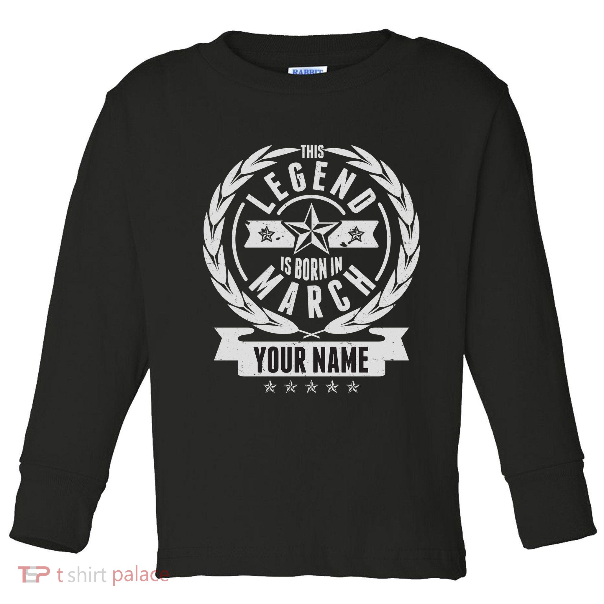 Personalized Custom Name This Legends Is Born In March Toddler Long Sleeve Shirt