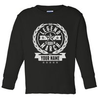 Personalized Custom Name This Legends Is Born In March Toddler Long Sleeve Shirt
