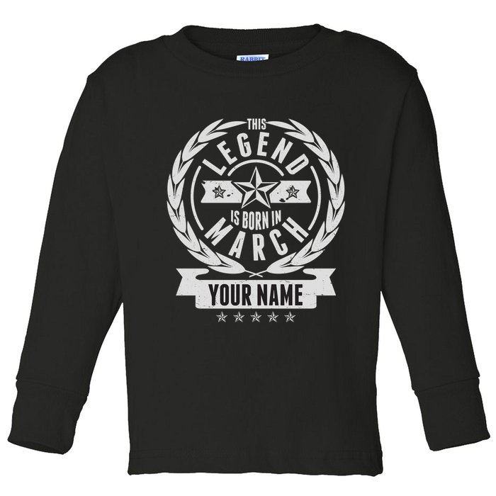 Personalized Custom Name This Legends Is Born In March Toddler Long Sleeve Shirt