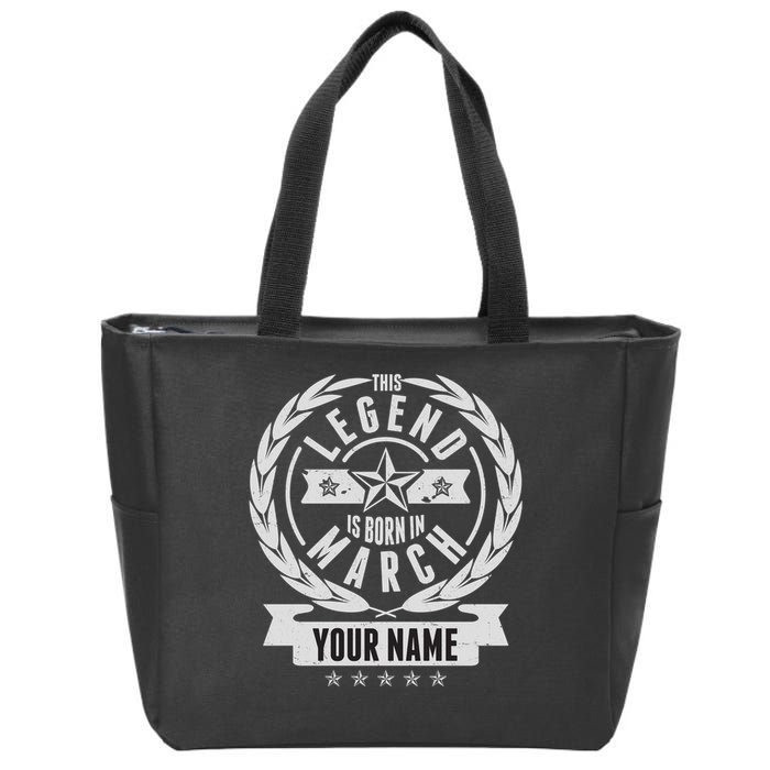 Personalized Custom Name This Legends Is Born In March Zip Tote Bag